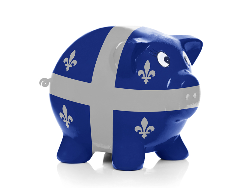 Tirelire avec drapeau du Québec